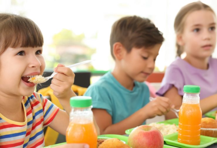 Kids Eating School Lunch